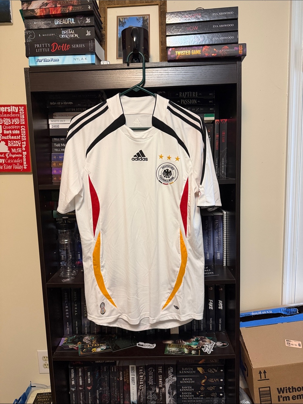 adidas White Germany Football Jersey with Black, Red & Gold Accents